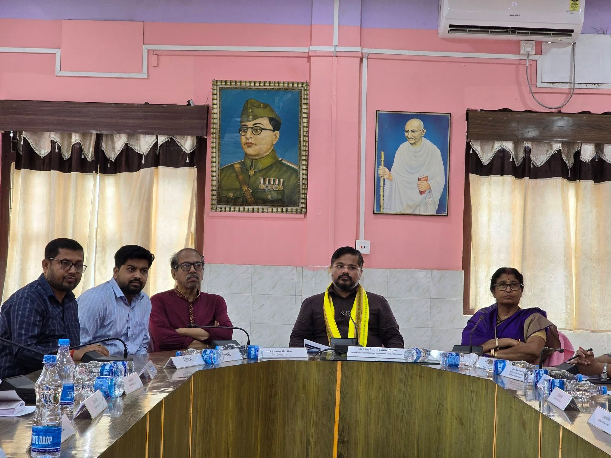Minister Sushanta Chowdhury reviews development works at Ranirbazar municipal council