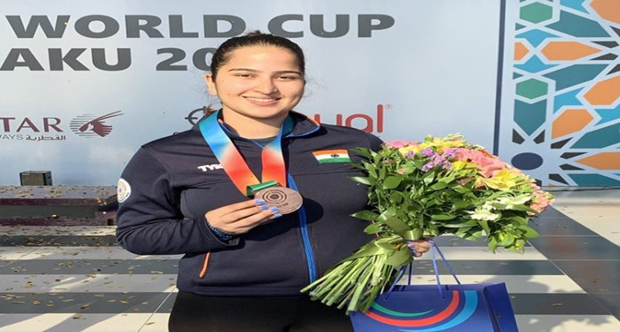 India’s Rhythm Sangwan wins bronze medal in Women’s 10 metre air pistol event in Baku
